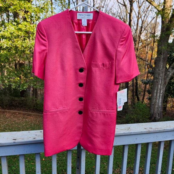 NEW Rena Rowan Womens Blazer Suit Top Size 4 Pink Button-Down Short Sleeve USA - Picture 7 of 12